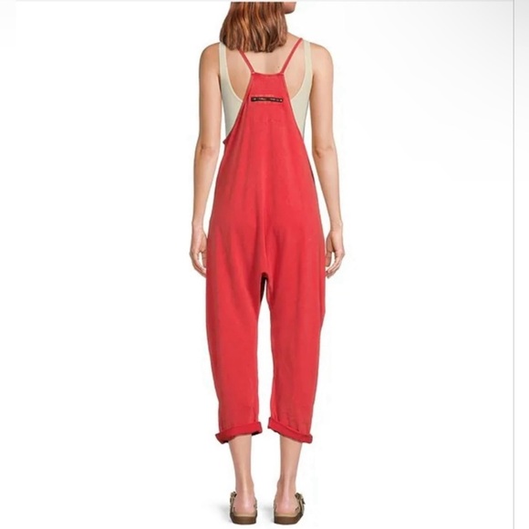 Free People Movement Hot Shot Onesie Coral Red Jumpsuit Romper size Medium - Picture 2 of 7